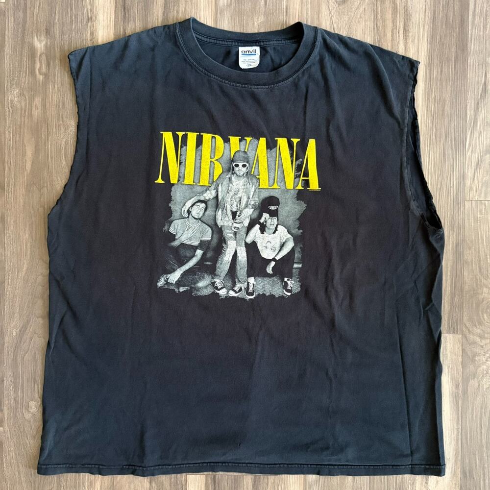 Vintage Y2K 2006 Nirvana Band T-Shirt Men’s Size 2XL Blue Bar Anvil In Utero